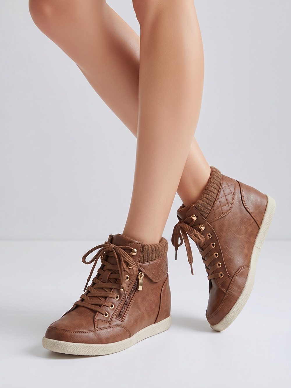 Arizona Jean Co. AZ Hoops Brown High Top Wedge Sneakers Women’s Size 8.5 - Picture 1 of 6